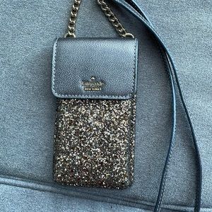 Kate Spade silver metallic cell phone purse
